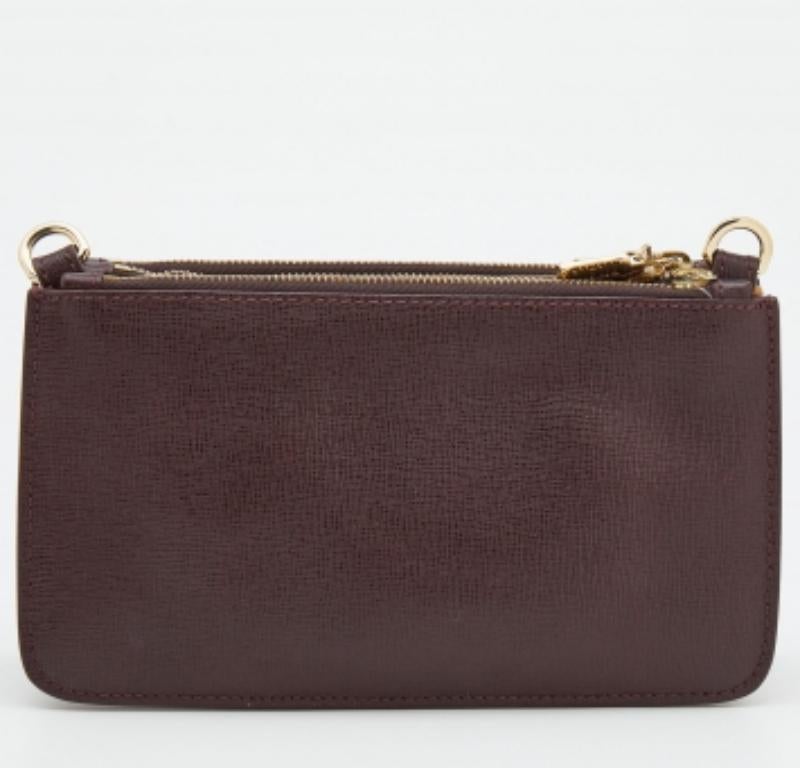 Alivero Martini 1A Classe Burgundy/Leather & Coated Canvas Zip Crossbody Bag For Sale 1