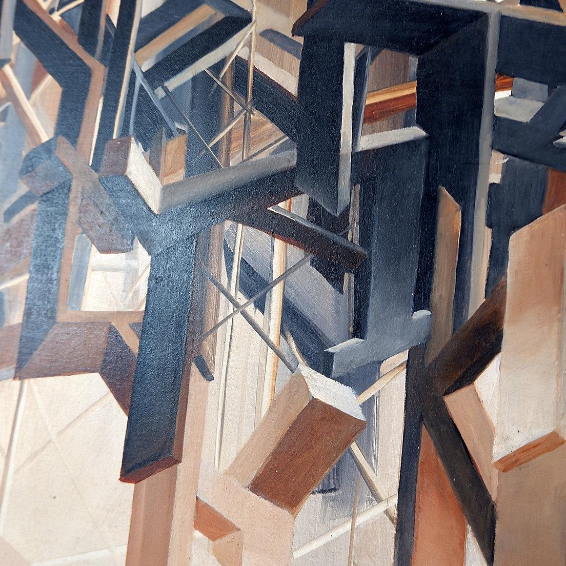 Alix Dufaux – Abstrakte geometrische Abstraktion  Gemälde auf Tafel 1967 im Angebot 4