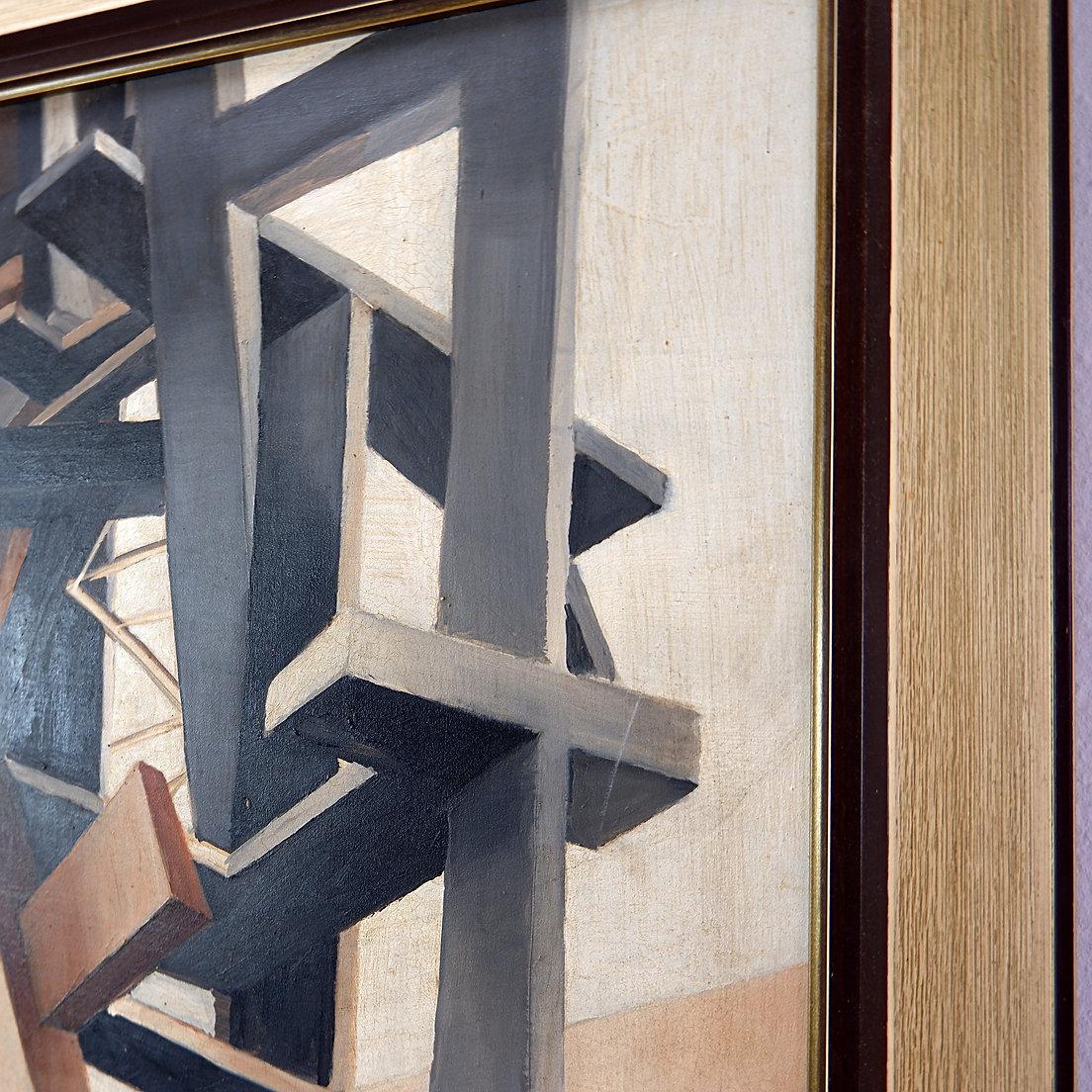 Alix Dufaux – Abstrakte geometrische Abstraktion  Gemälde auf Tafel 1967 im Angebot 5