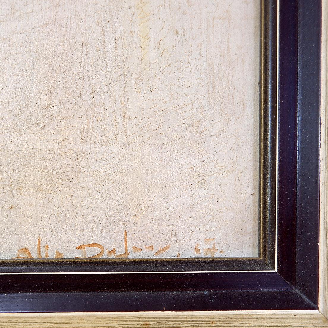 Alix Dufaux – Abstrakte geometrische Abstraktion  Gemälde auf Tafel 1967 (Belgisch) im Angebot