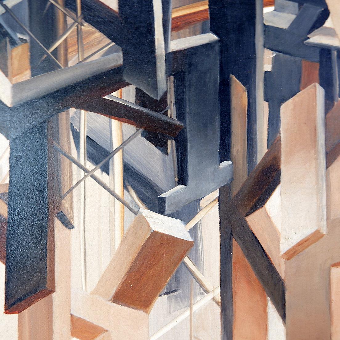 Alix Dufaux – Abstrakte geometrische Abstraktion  Gemälde auf Tafel 1967 im Zustand „Gut“ im Angebot in Linkebeek, BE