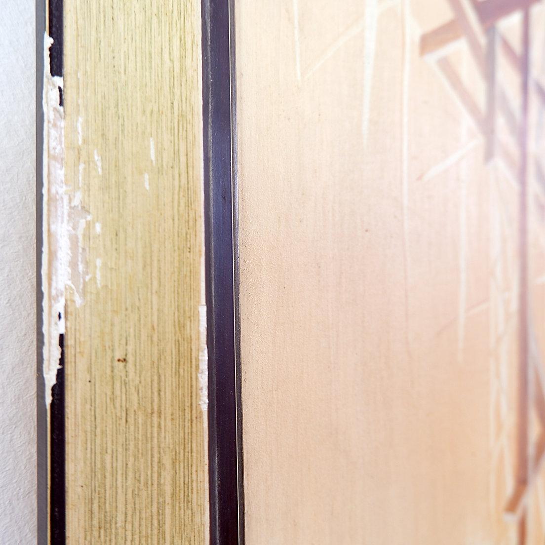 Alix Dufaux – Abstrakte geometrische Abstraktion  Gemälde auf Tafel 1967 (Holz) im Angebot