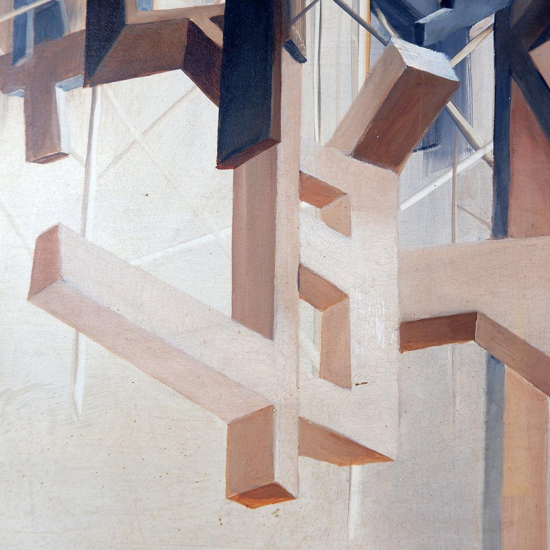 Alix Dufaux – Abstrakte geometrische Abstraktion  Gemälde auf Tafel 1967 im Angebot 2