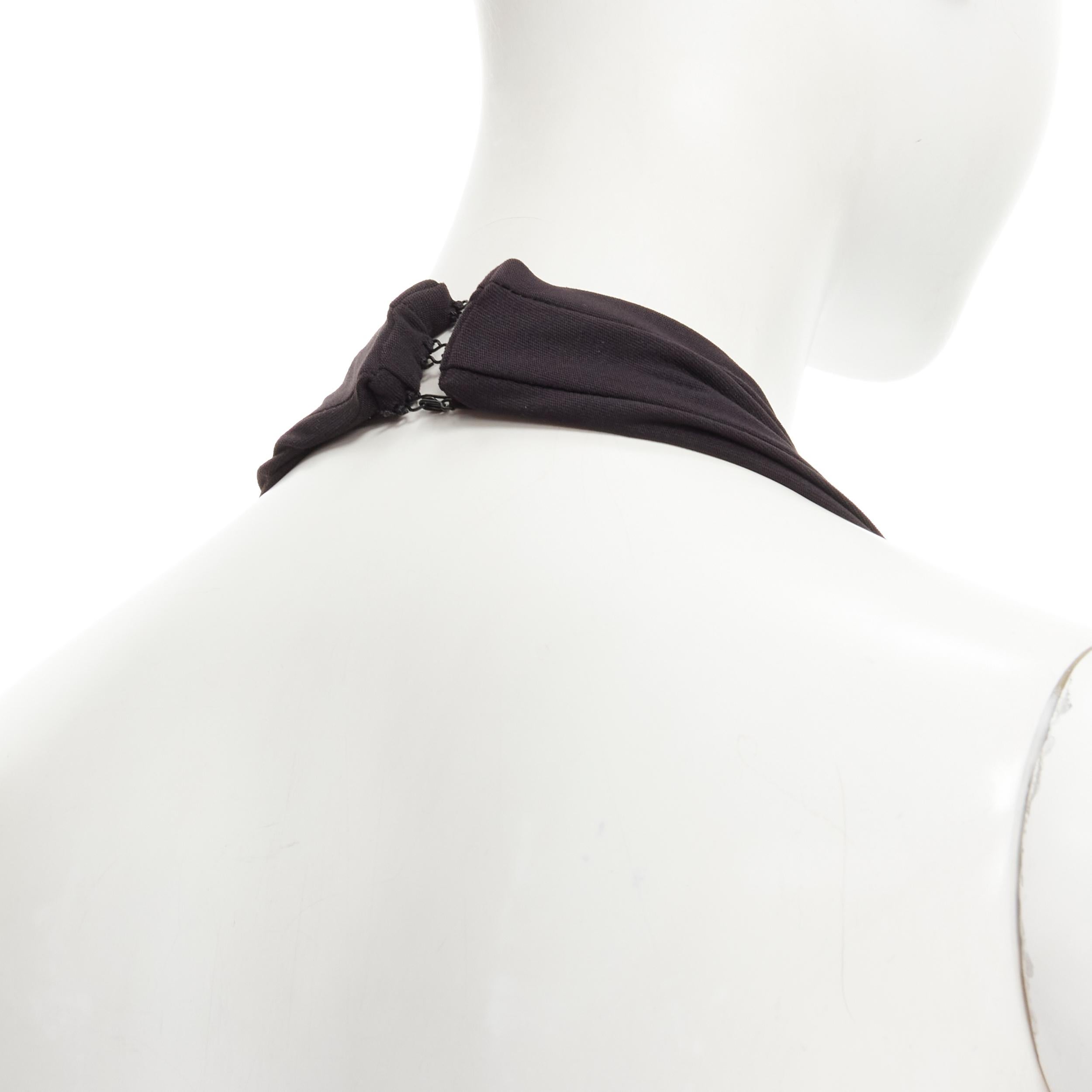 ALIX NYC black plunge neck halter open back body suit top XS 1