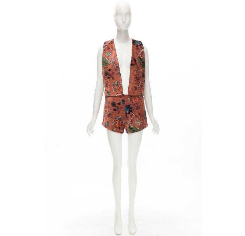 ALIX OF BOHEMIA Schoolboy cinnamon floral velvet  waist coat shorts set For Sale 4