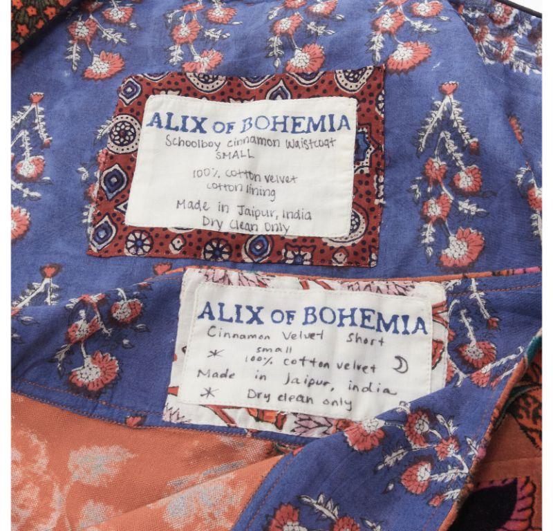 ALIX OF BOHEMIA Schoolboy cinnamon floral velvet  waist coat shorts set For Sale 5