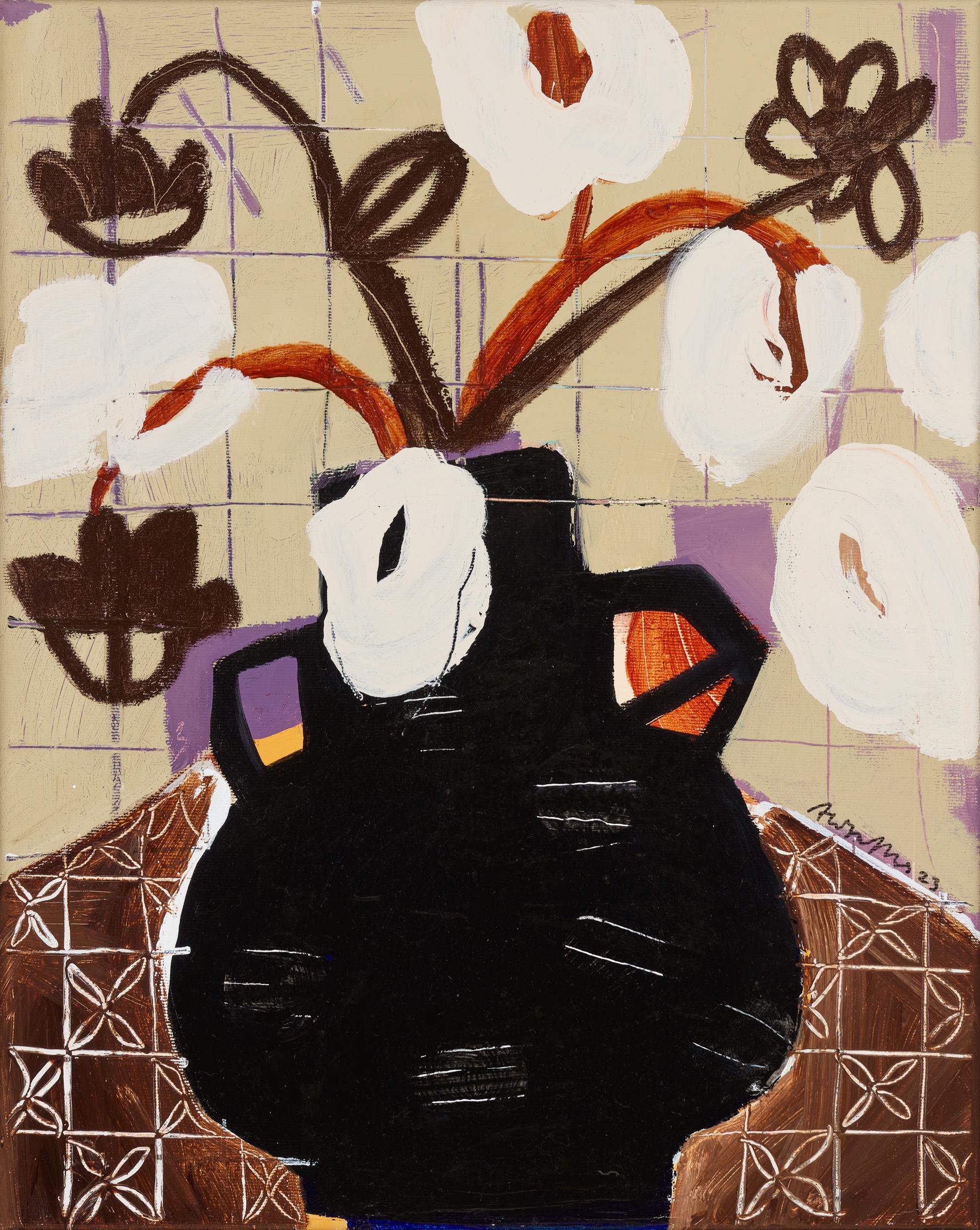 Vase noir - Contemporain Painting par Aliya Abs