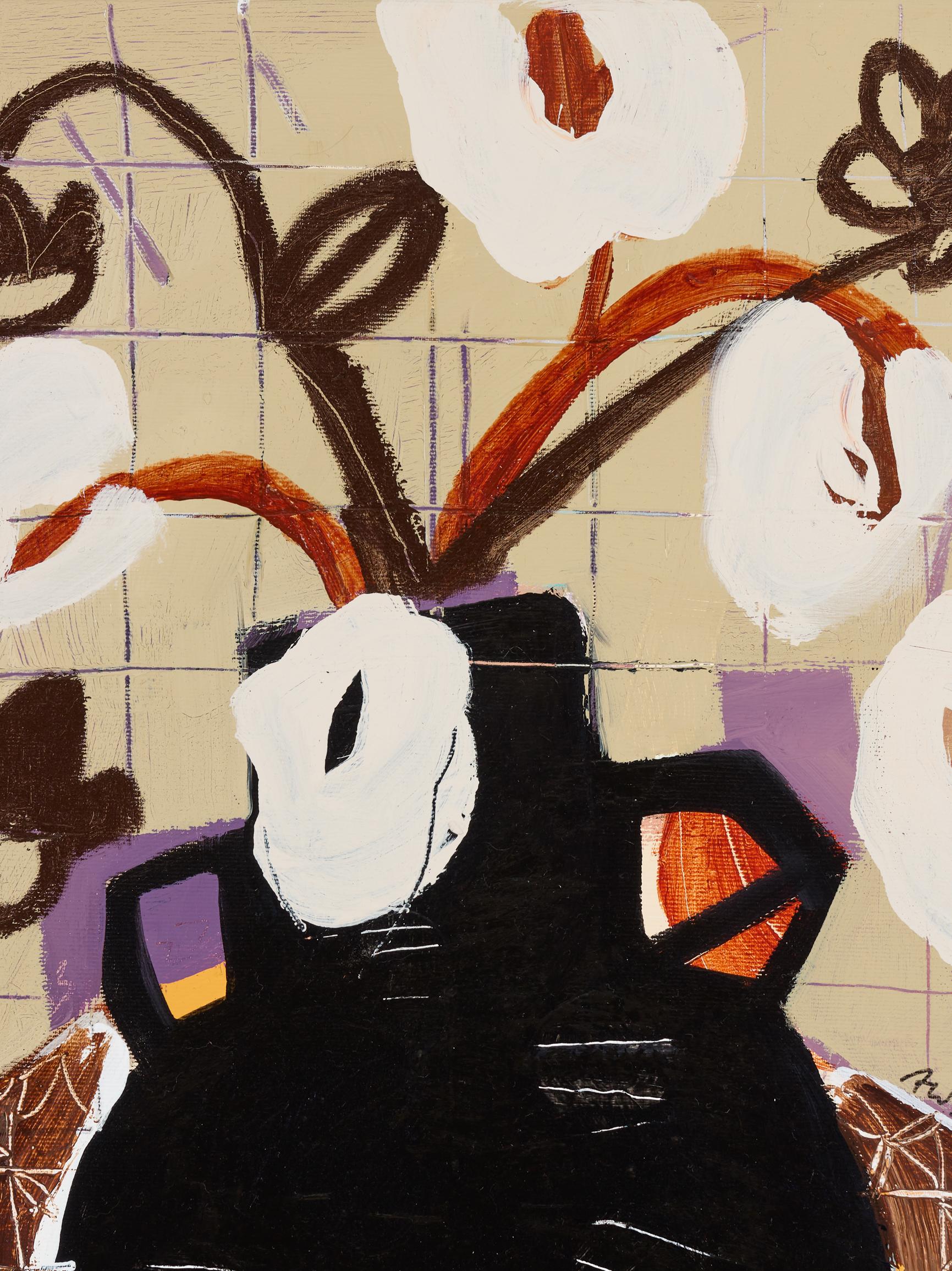 Convaincue du pouvoir positif de l'art, Aliya Abs (née en 1987, vit et travaille à Munich) crée des peintures qui évoquent un sentiment de calme, de sérénité et de rêve chez le spectateur. Dans ses Making Works, l'artiste dépeint des personnes