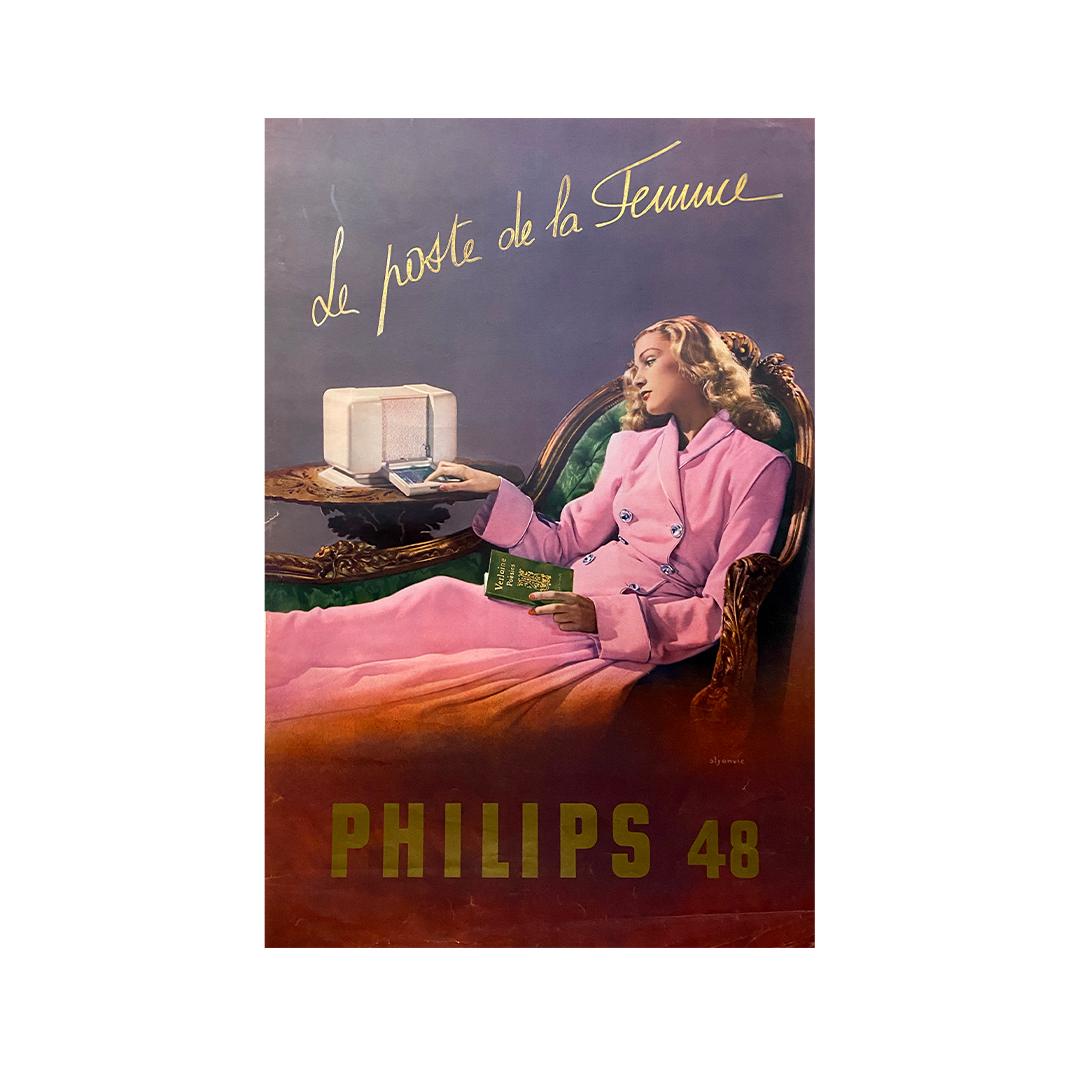 Advertising poster realized by Aljanvic in 1948 for the Phillips brand For Sale 2