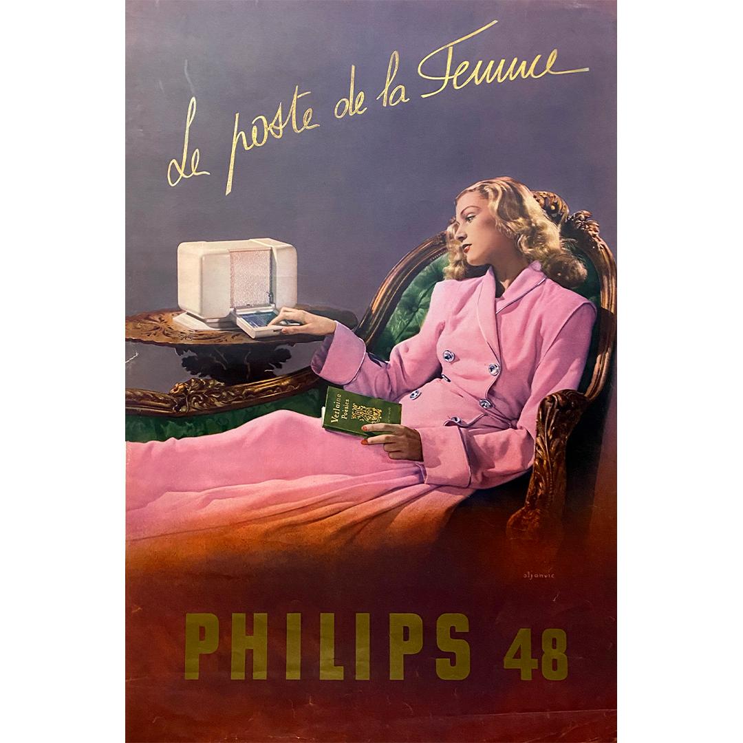 Advertising poster realized by Aljanvic in 1948 for the Phillips brand