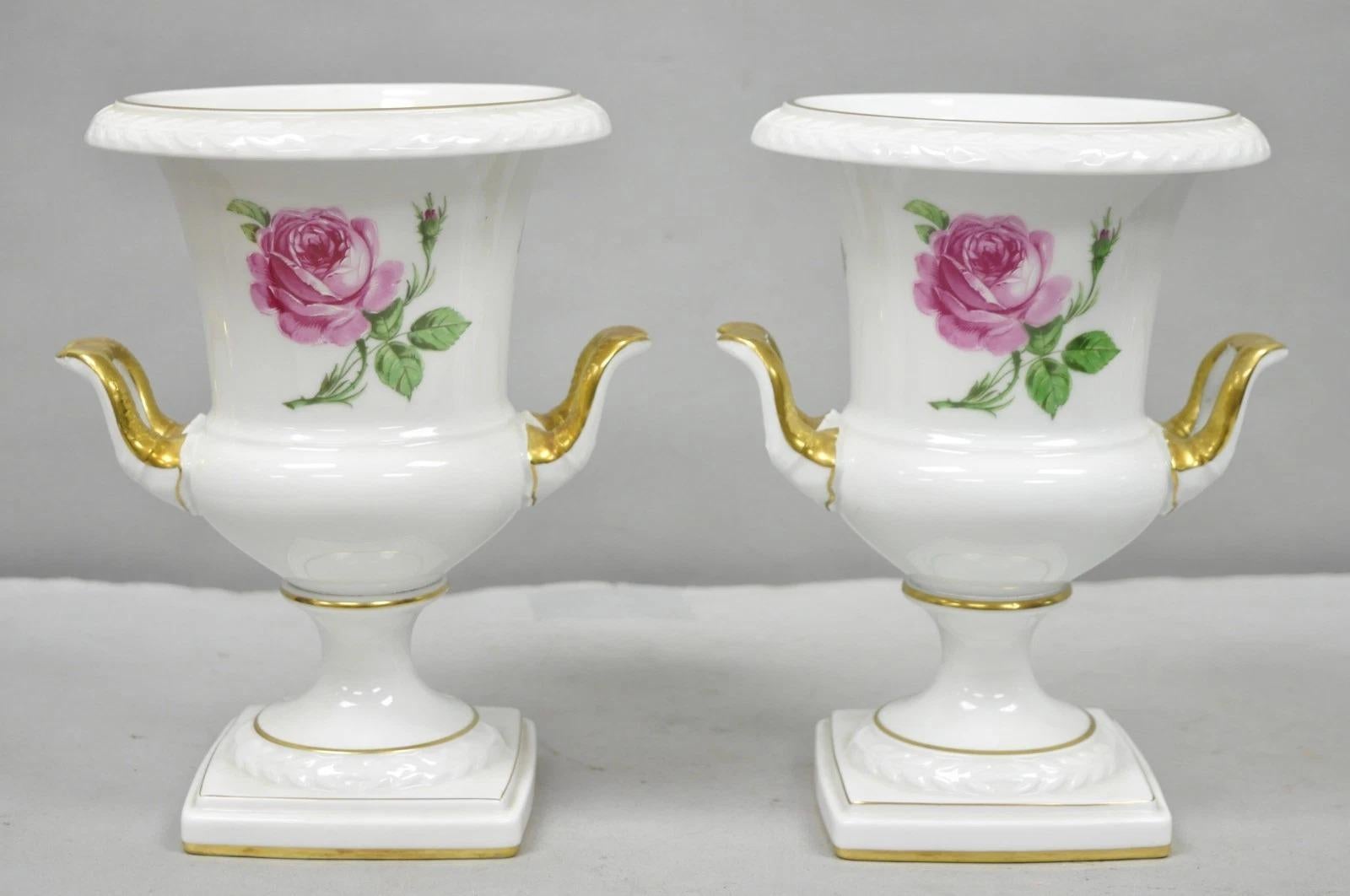 Alboth & Kaiser, porcellana francese dipinta a rosa, coppa trofeo ornamento coppia in vendita 6