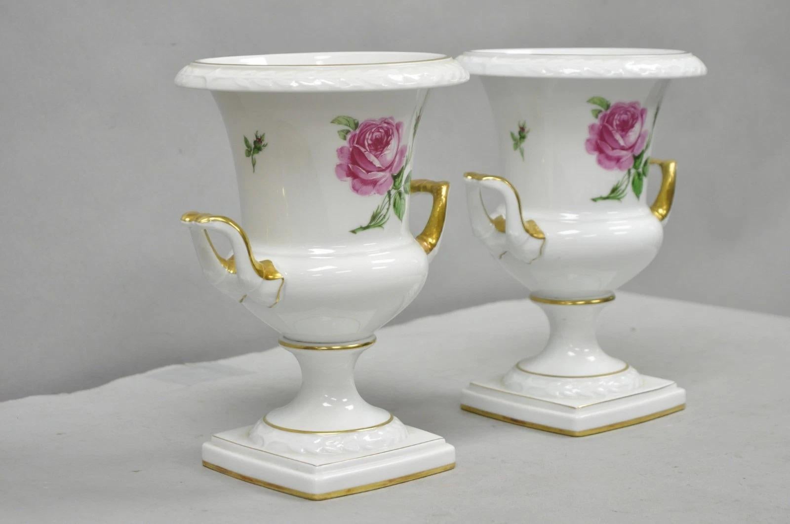 Alboth & Kaiser, porcellana francese dipinta a rosa, coppa trofeo ornamento coppia in vendita 3