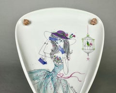 Alka Kunst White Mid Century Wall Plate Fifties Woman Decor, Bavaria, Germany.