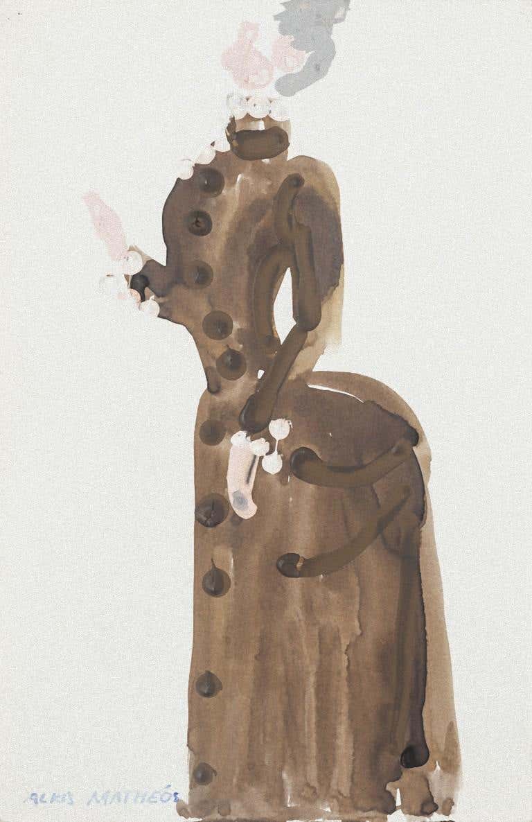 Alkis Matheos - Woman's Profile - Original Mixed Media Painting by ...