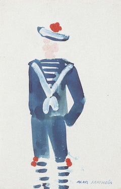 Costume - Original Mixed Media on Paper by Alkis Matheos - 20th Century