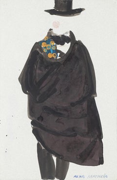 Costume - Original Mixed Media on Paper by Alkis Matheos - Mid 20th Century
