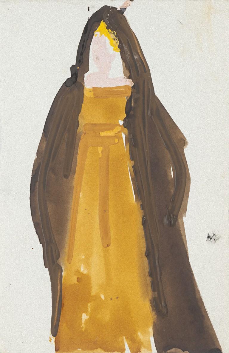 Costume - Mixed Media on Paper by Alkis Matheos - Mid 20th Century