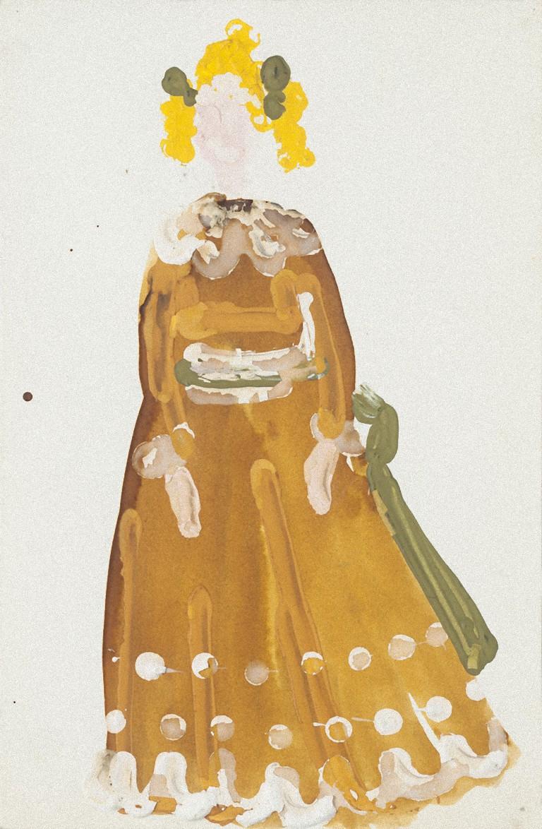 Costume - Techniques mixtes sur papier d'Alkis Matheos - Milieu du XXe siècle