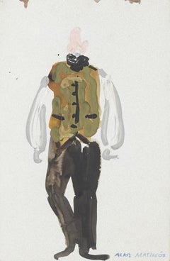 Costume - Mixed Media on Paper by Alkis Matheos - Mid-20th Century