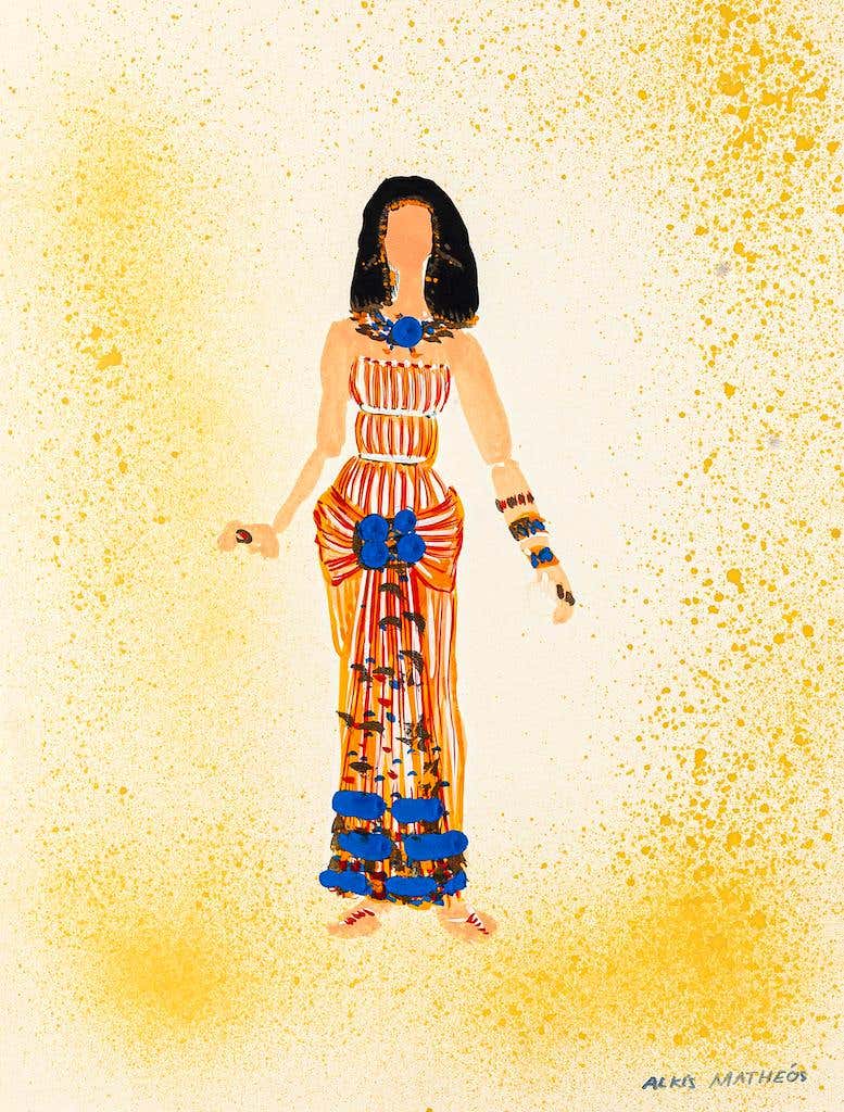 Alkis Matheos - Costume - Original Painting by Alkis Matheos - Mid-20th ...