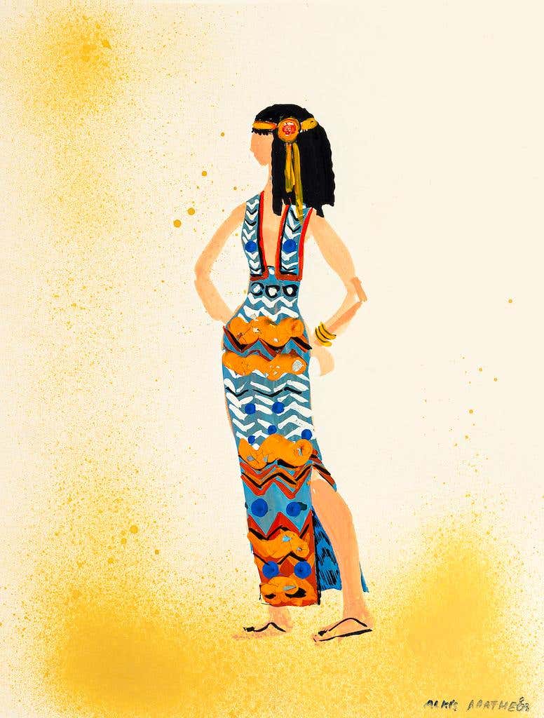 Alkis Matheos - Woman's Profile - Original Mixed Media Painting by ...