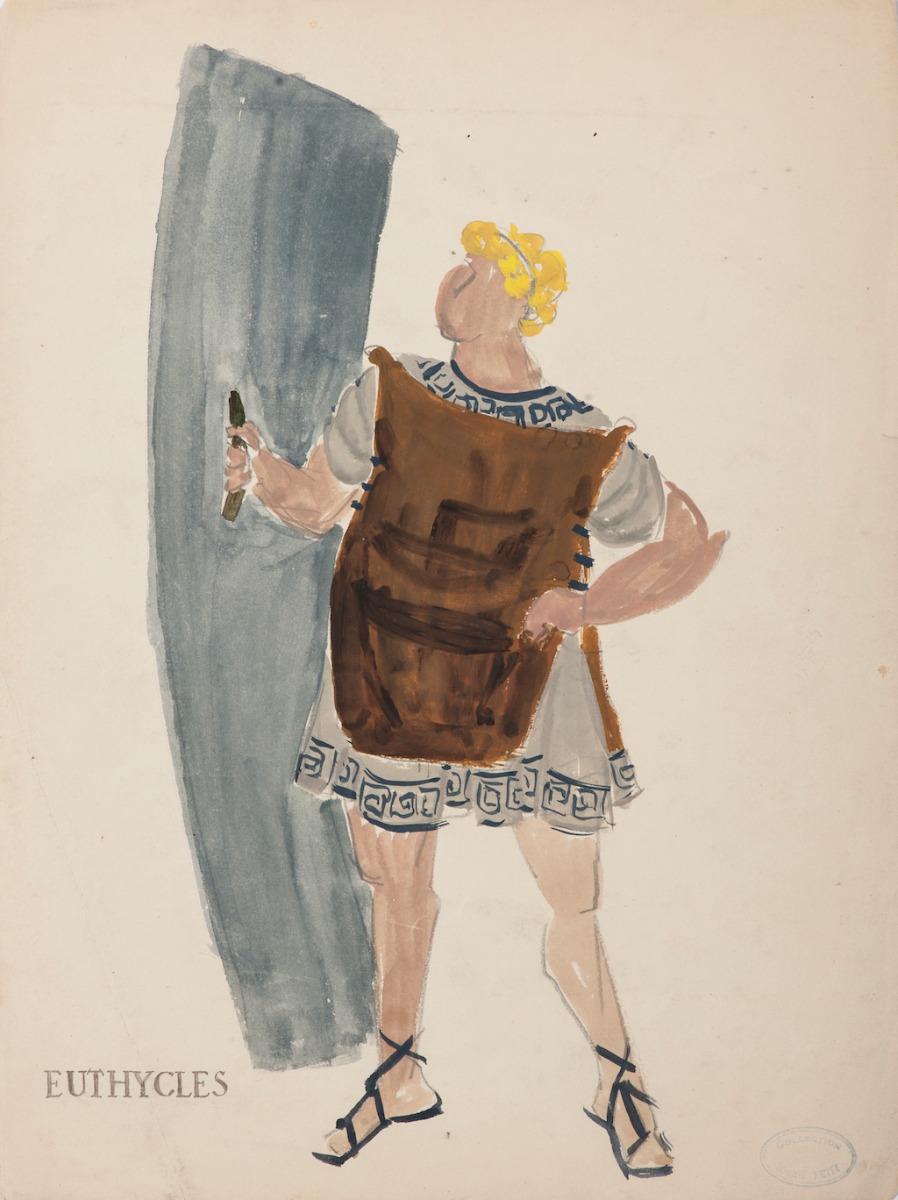 Il costume è un dipinto  in tecnica mista su carta realizzata dall'artista greco-francese Alkis Matheos.

Condizioni molto buone.

L'opera d'arte è una rappresentazione molto bella e colorata di un costume maschile pensato per il teatro. La figura è
