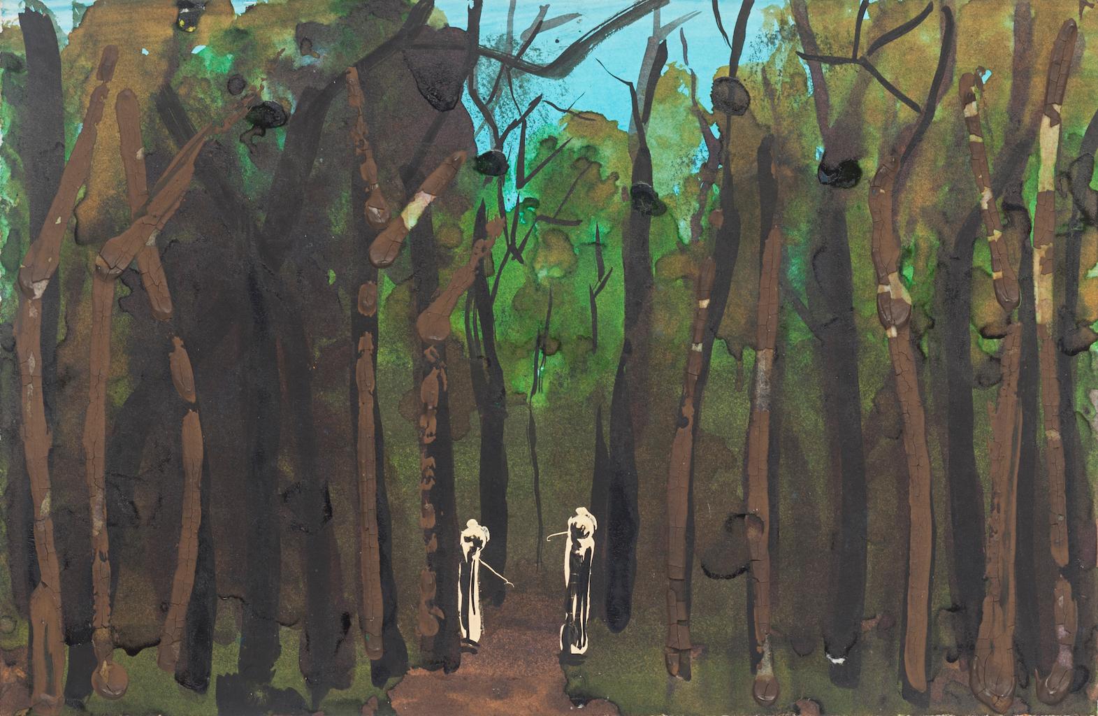 Trees - Mixed Media on Paper by Alkis Matheos - Mid-20th Century