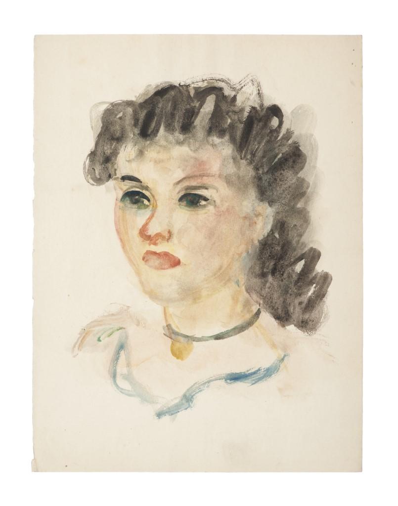 Le profil de la femme - Peinture originale en techniques mixtes d'Alkis Matheos - XXe siècle