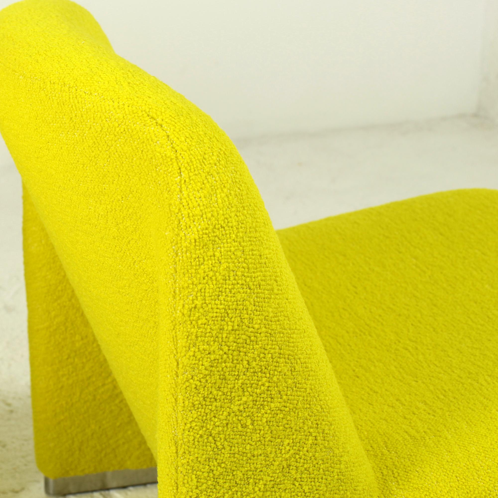 Alky Chair by Giancarlo Piretti in Yellow Bouclé for Castelli Italy 1970s For Sale 5