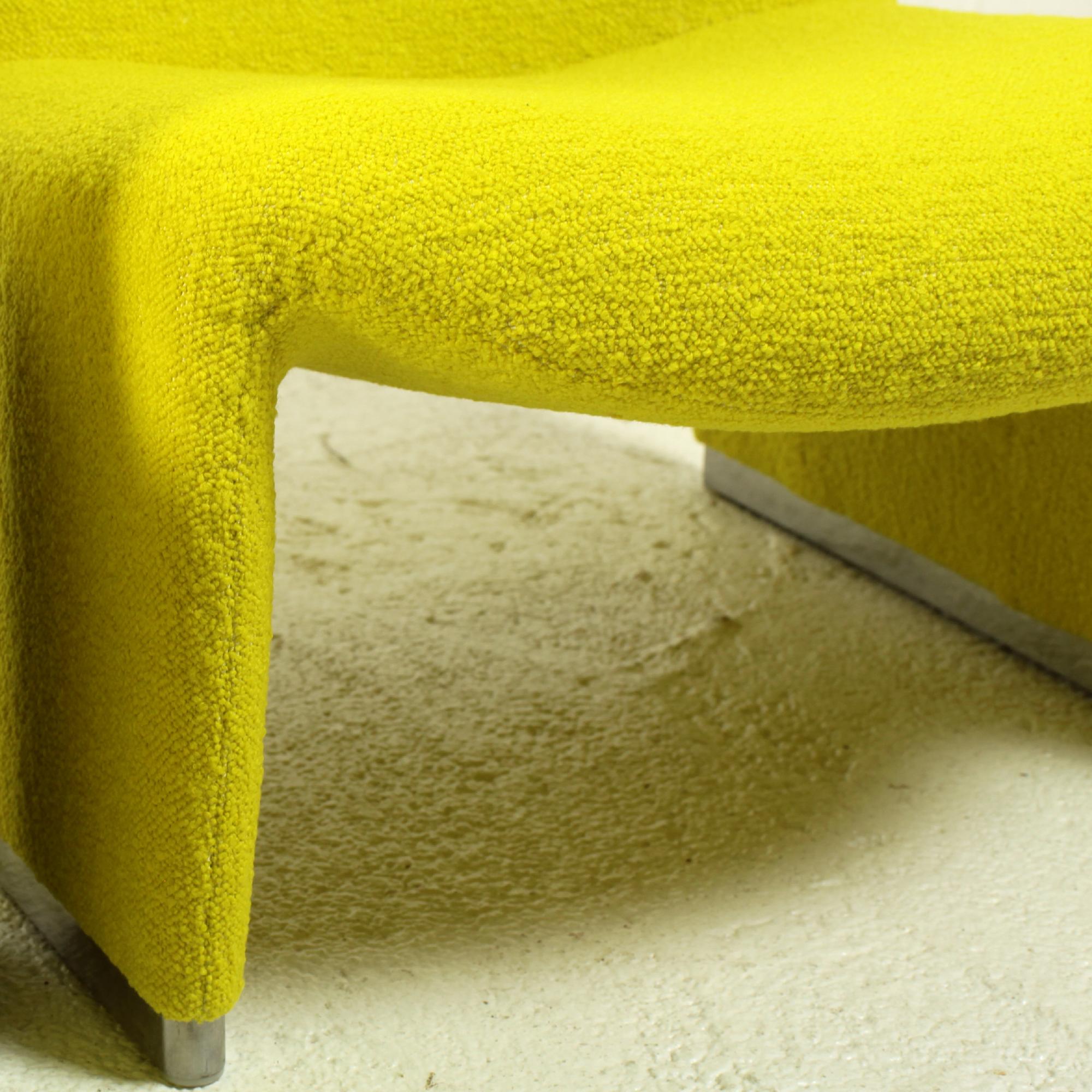 Alky Chair by Giancarlo Piretti in Yellow Bouclé for Castelli Italy 1970s For Sale 2