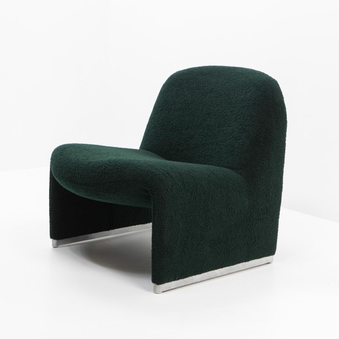 Dutch Alky Chair, Dark Green Bouclé, 1980s For Sale