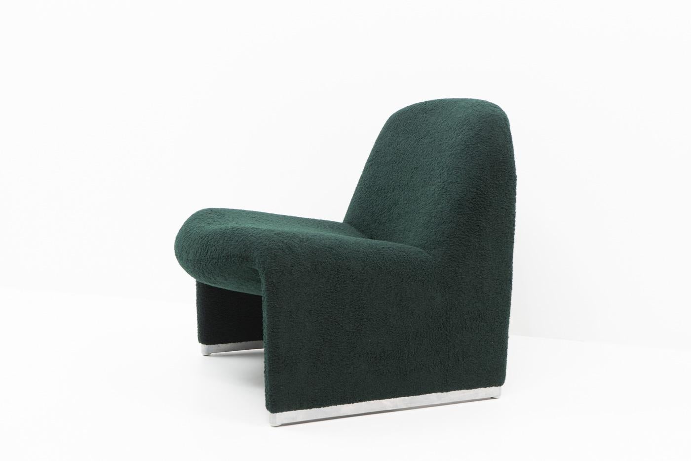 Late 20th Century Alky Chair, Dark Green Bouclé, 1980s For Sale