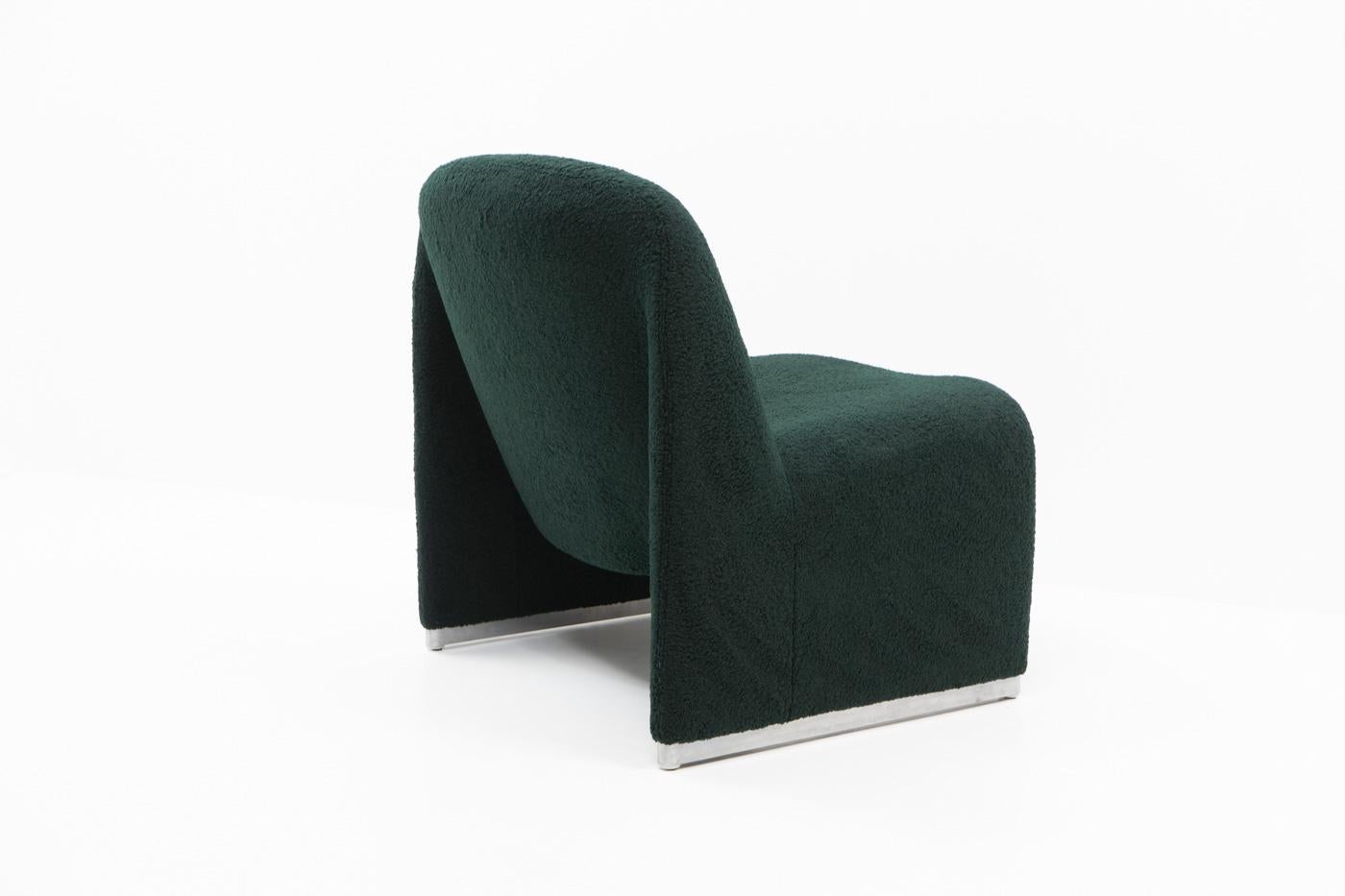 Alky Chair, Dark Green Bouclé, 1980s For Sale 1
