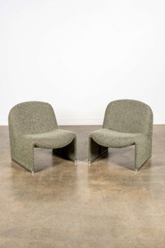 Alky Chair, Heather Green Bouclé by Giancarlo Piretti