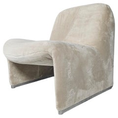 Sedia Alky in tessuto teddy beige, Giancarlo Piretti per Anonima Castelli, anni '70