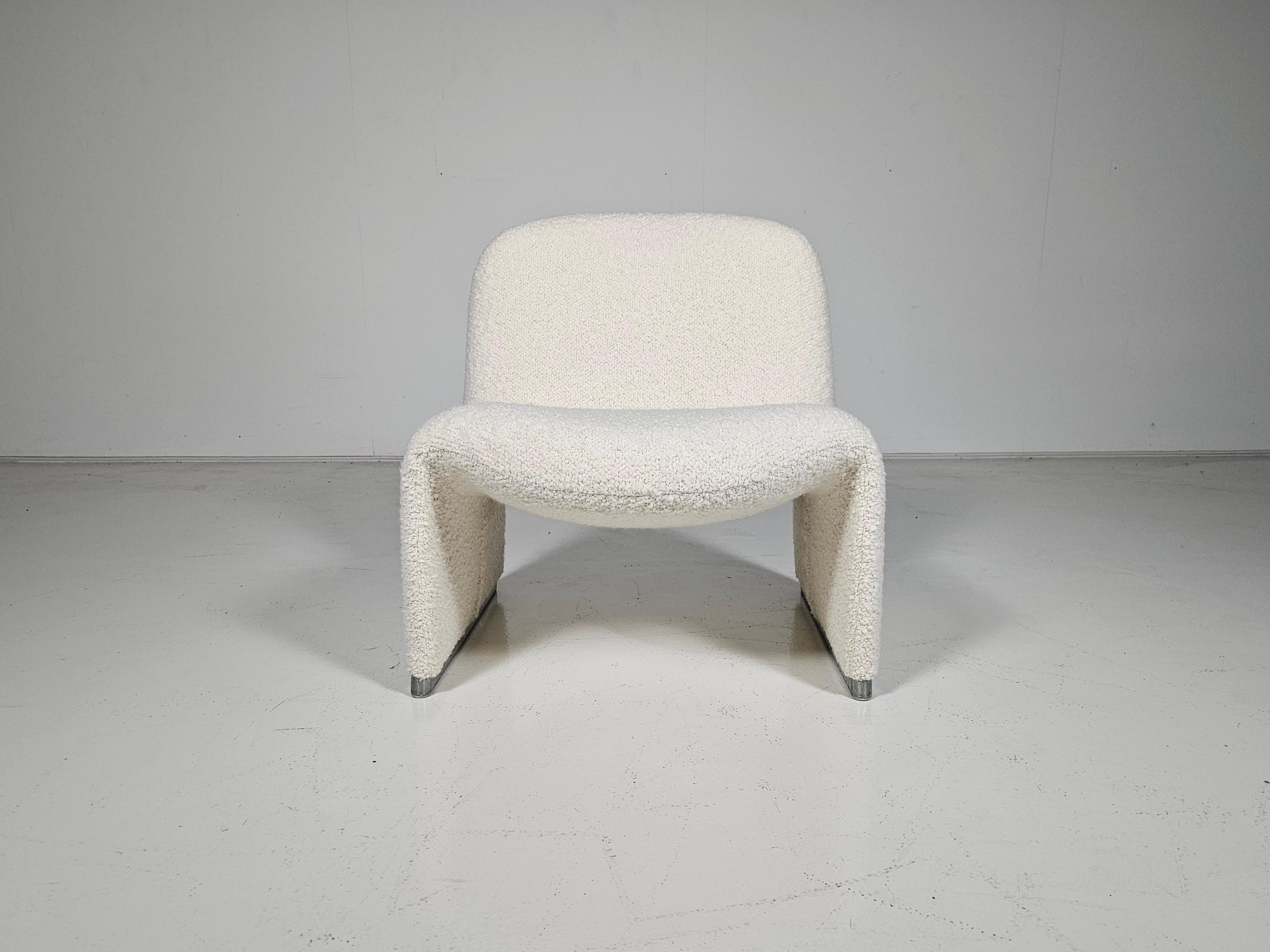 Mid-Century Modern Alky Chair in Cream Bouclé by Giancarlo Piretti for Castelli/Artifort, 1970s