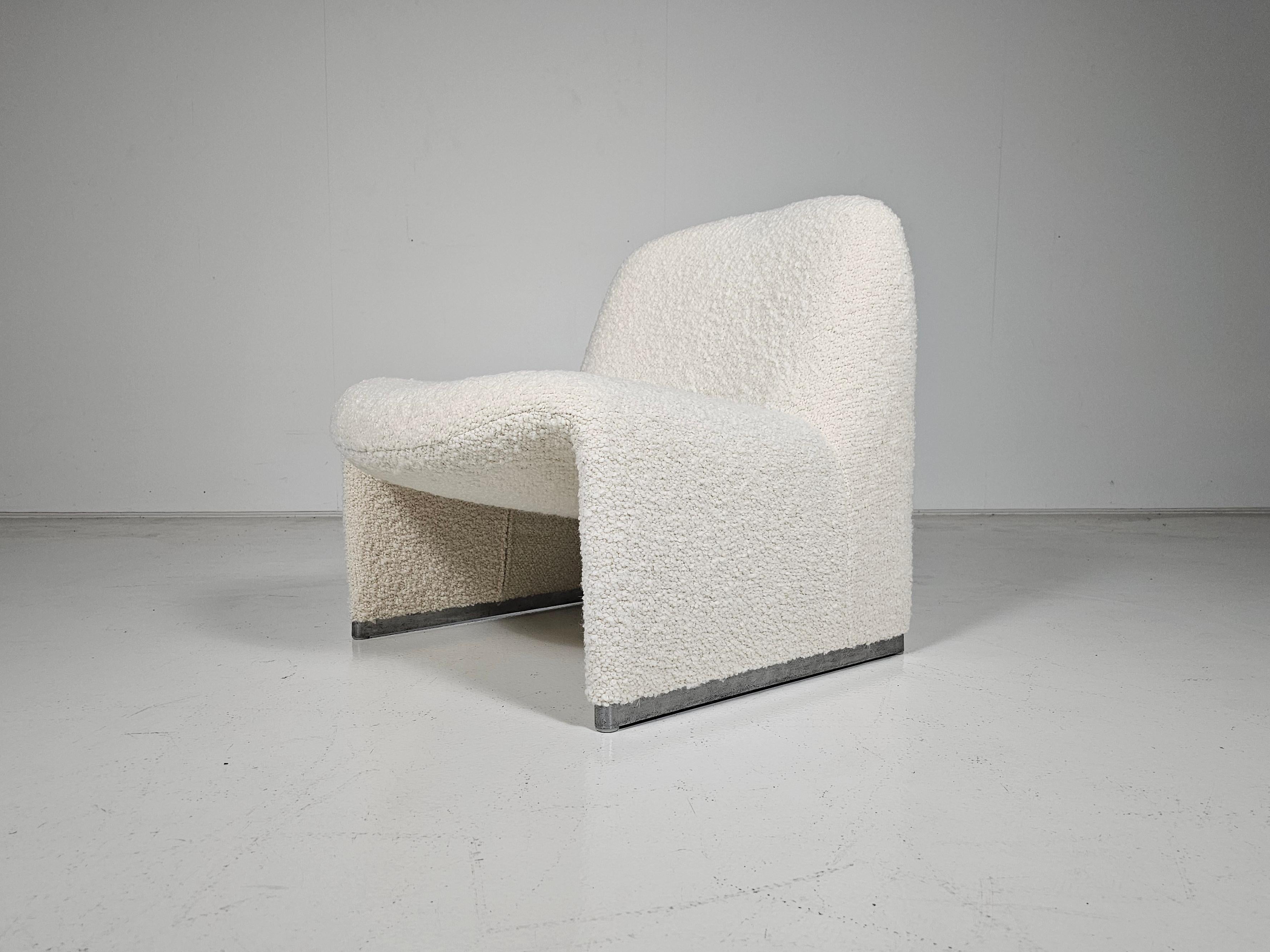 Alky Chair in Cream Bouclé by Giancarlo Piretti for Castelli/Artifort, 1970s In Good Condition In amstelveen, NL
