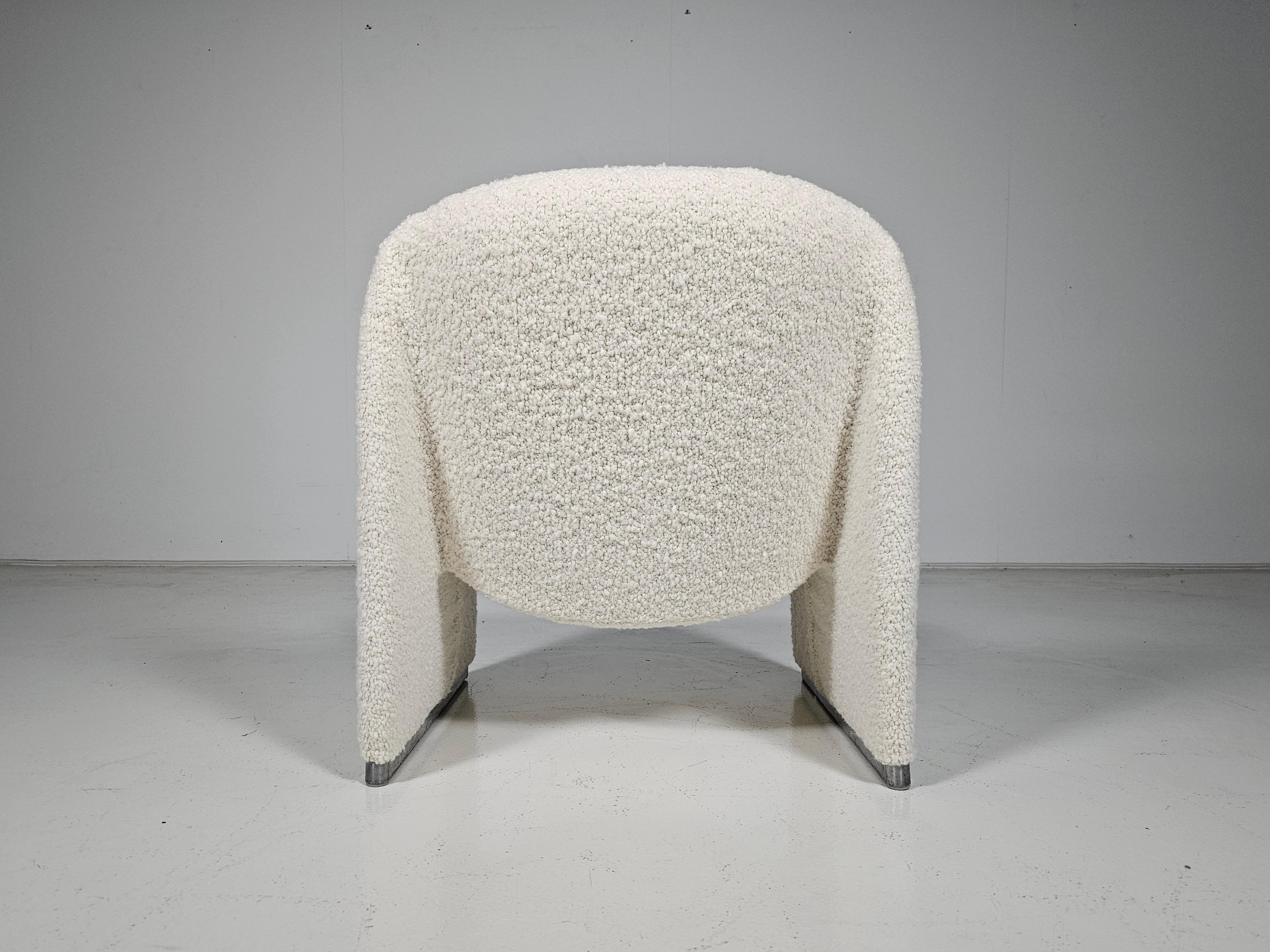 Late 20th Century Alky Chair in Cream Bouclé by Giancarlo Piretti for Castelli/Artifort, 1970s