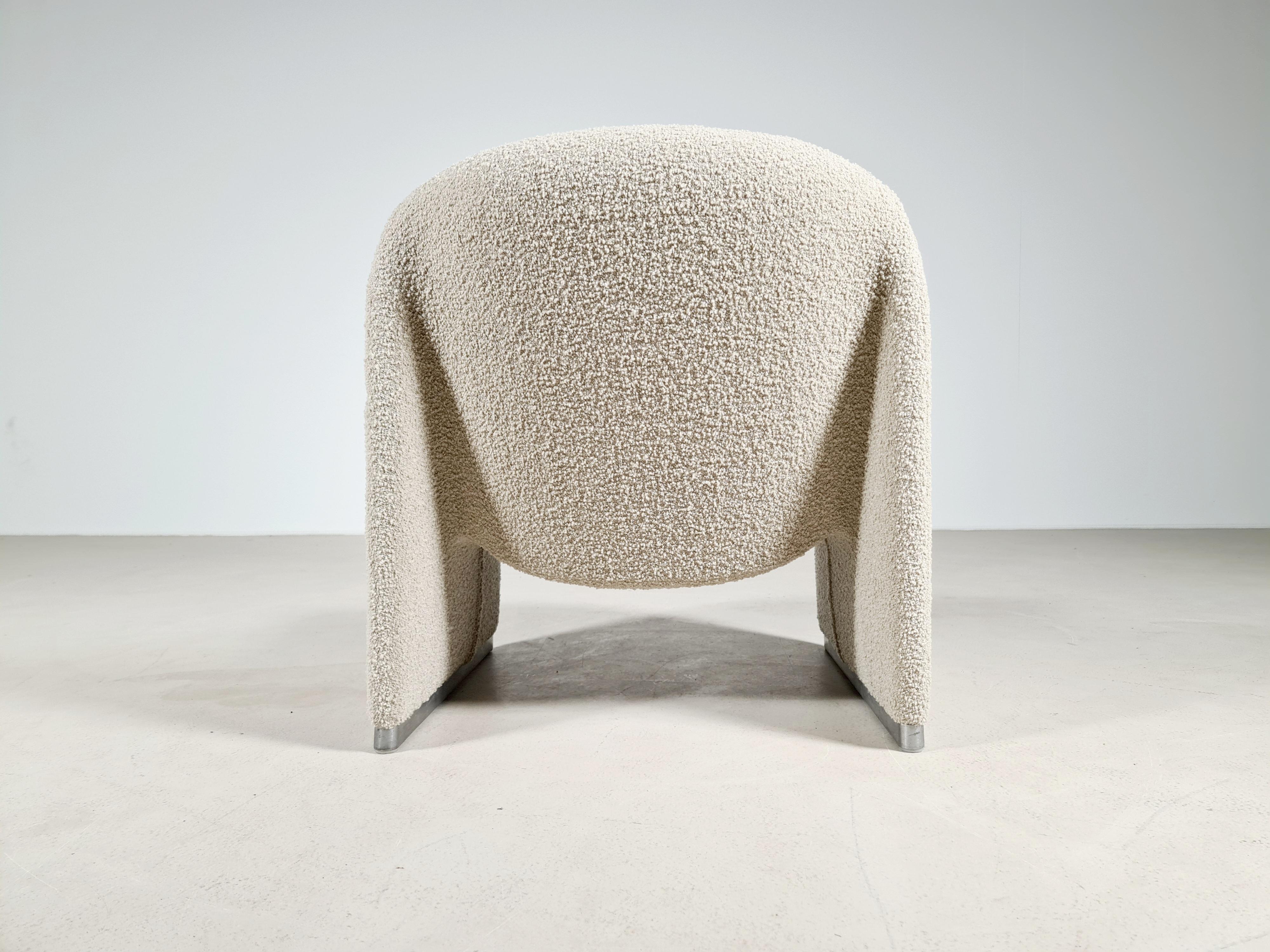 Mid-Century Modern Alky Chair in Taupe Bouclé by Giancarlo Piretti for Castelli/Artifort, 1970s