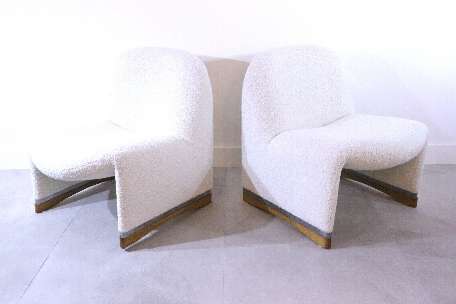 Art Deco Alky Lounge Chair, Piretti for Castelli, Recently Upholstered in Boucle, 1972