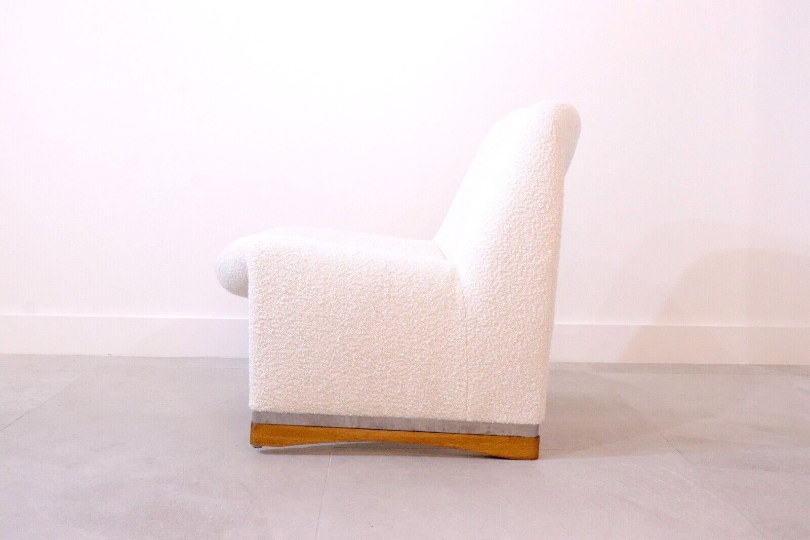 Alky Lounge Chair, Piretti for Castelli, Recently Upholstered in Boucle, 1972 In Good Condition In London, GB