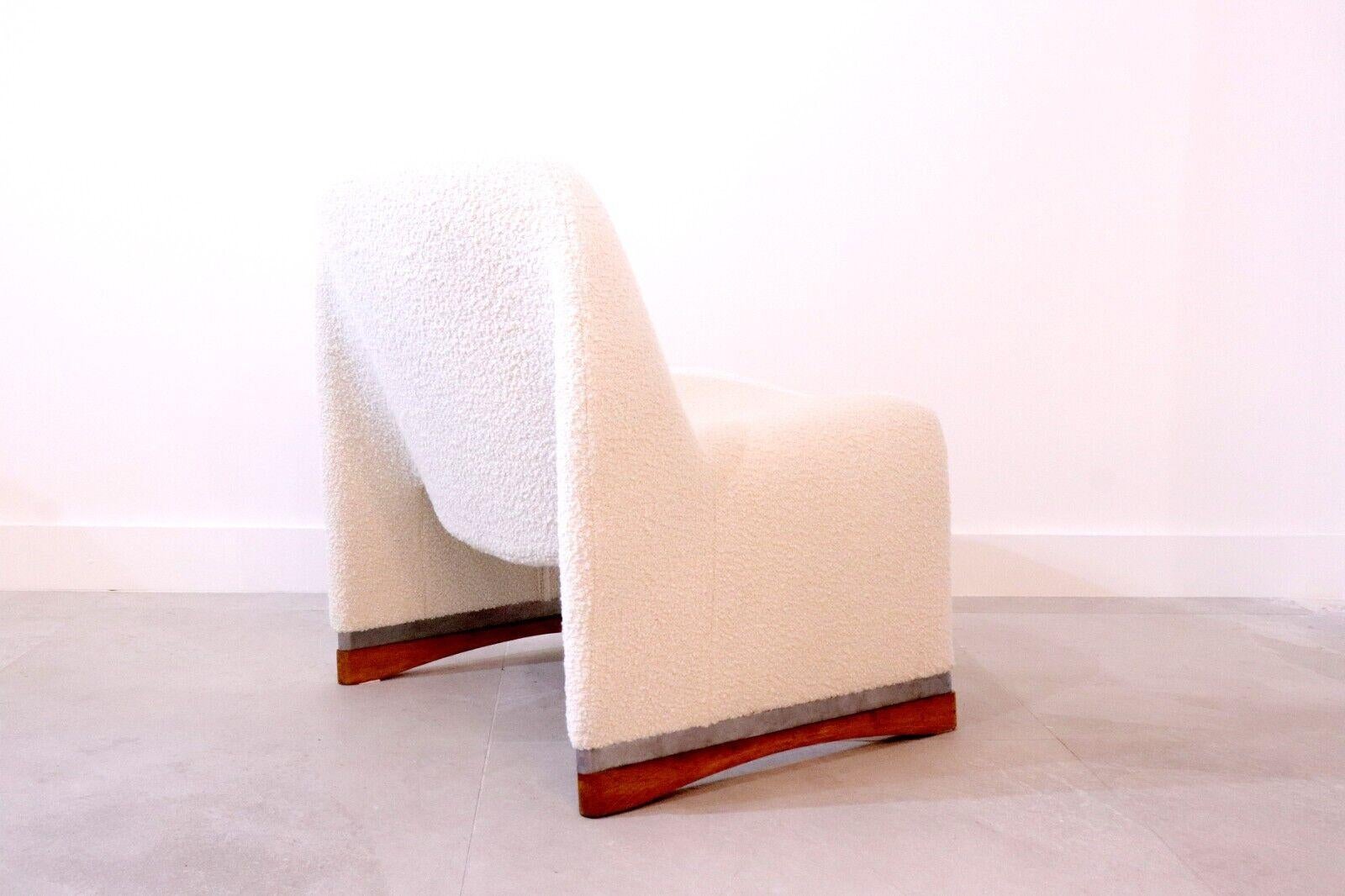 Bouclé Alky Lounge Chair, Piretti for Castelli, Recently Upholstered in Boucle, 1972