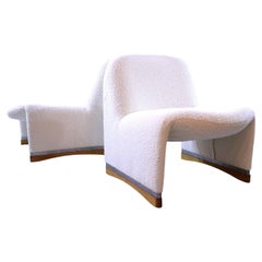 Alky Lounge Chair, Piretti for Castelli, Recently Upholstered in Boucle, 1972
