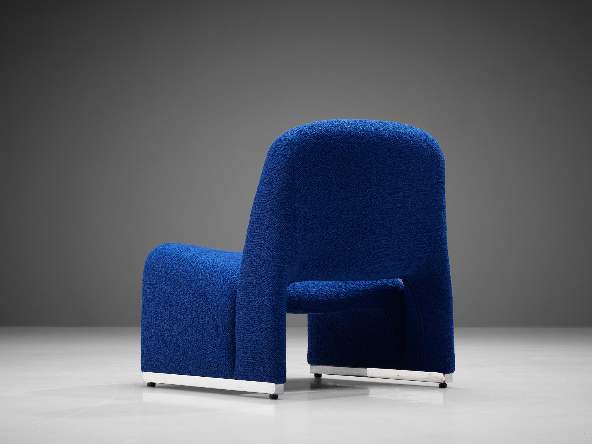 Aluminum ‘Alky’ Lounge Chairs in the Style of Giancarlo Piretti in Blue Upholstery For Sale