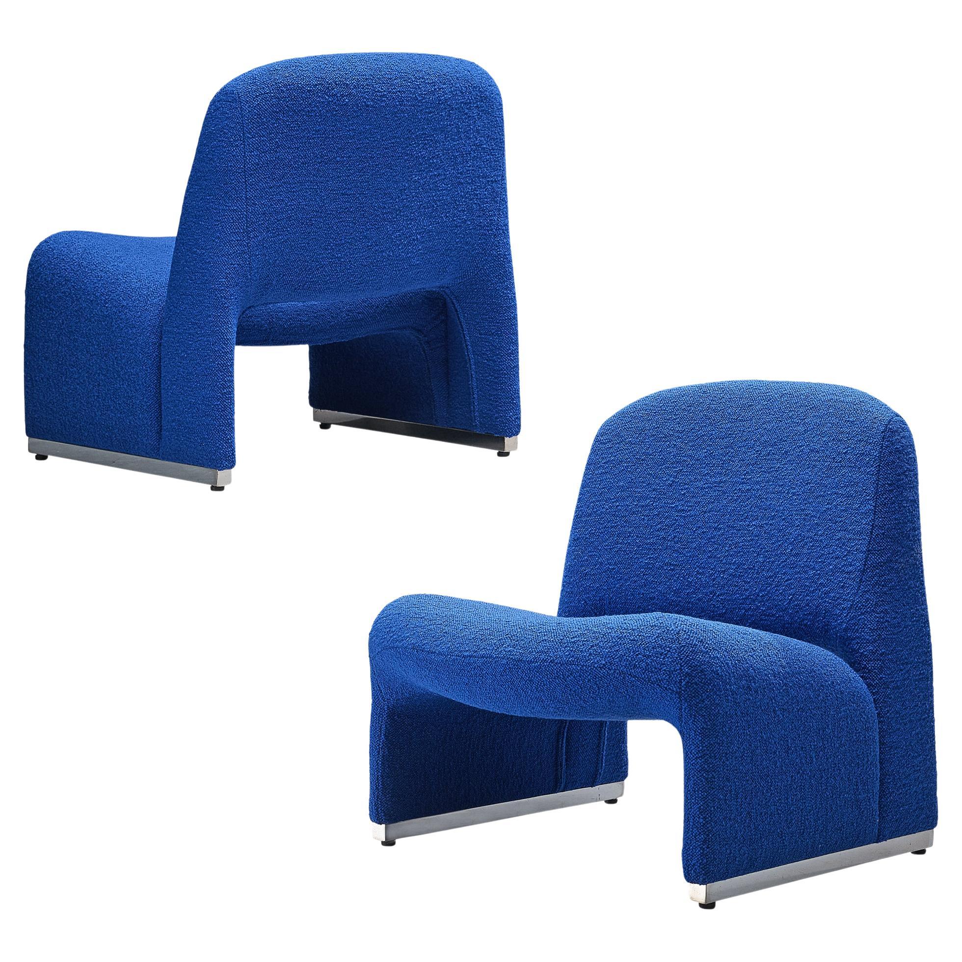 ‘Alky’ Lounge Chairs in the Style of Giancarlo Piretti in Blue Upholstery