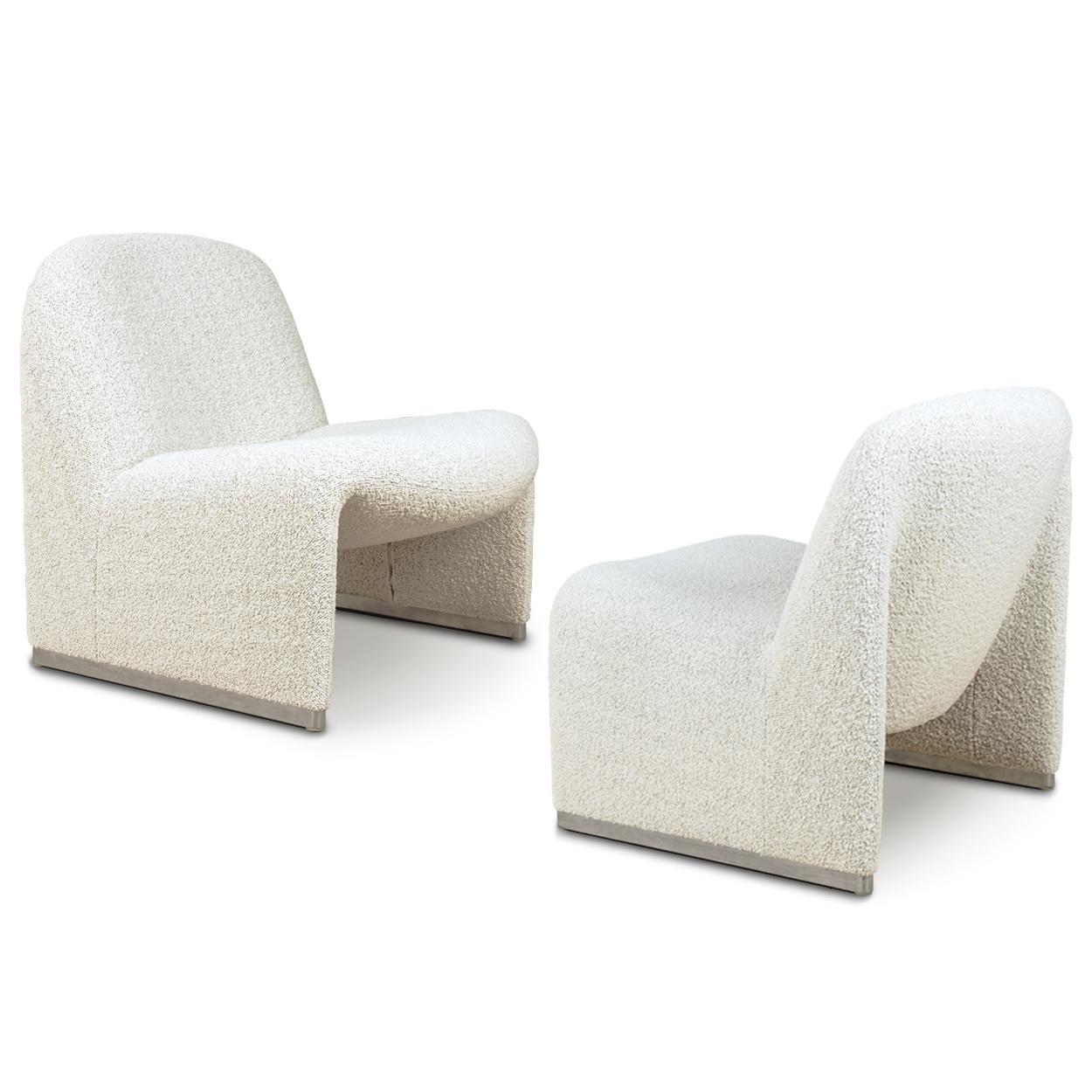 Space Age Alky Piretti Chairs, New Upholstered with Fabric Dedar, Italy