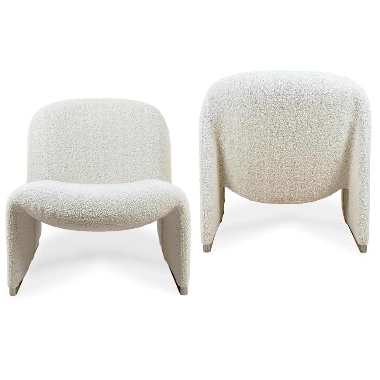 Metal Alky Piretti Chairs, New Upholstered with High-end Fabric by Dedar, Italy