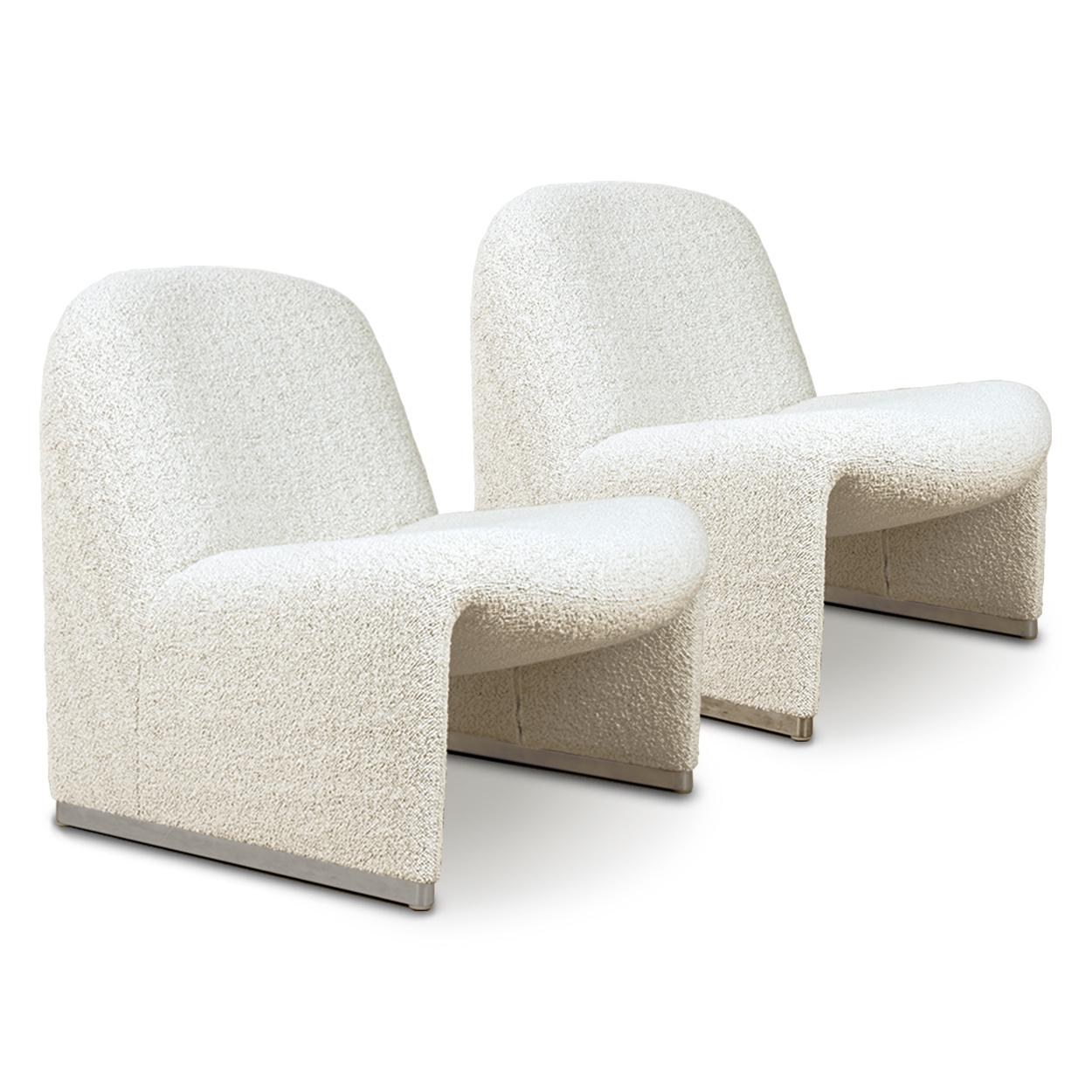 Alky Piretti Chairs, New Upholstered with High-end Fabric by Dedar, Italy 1