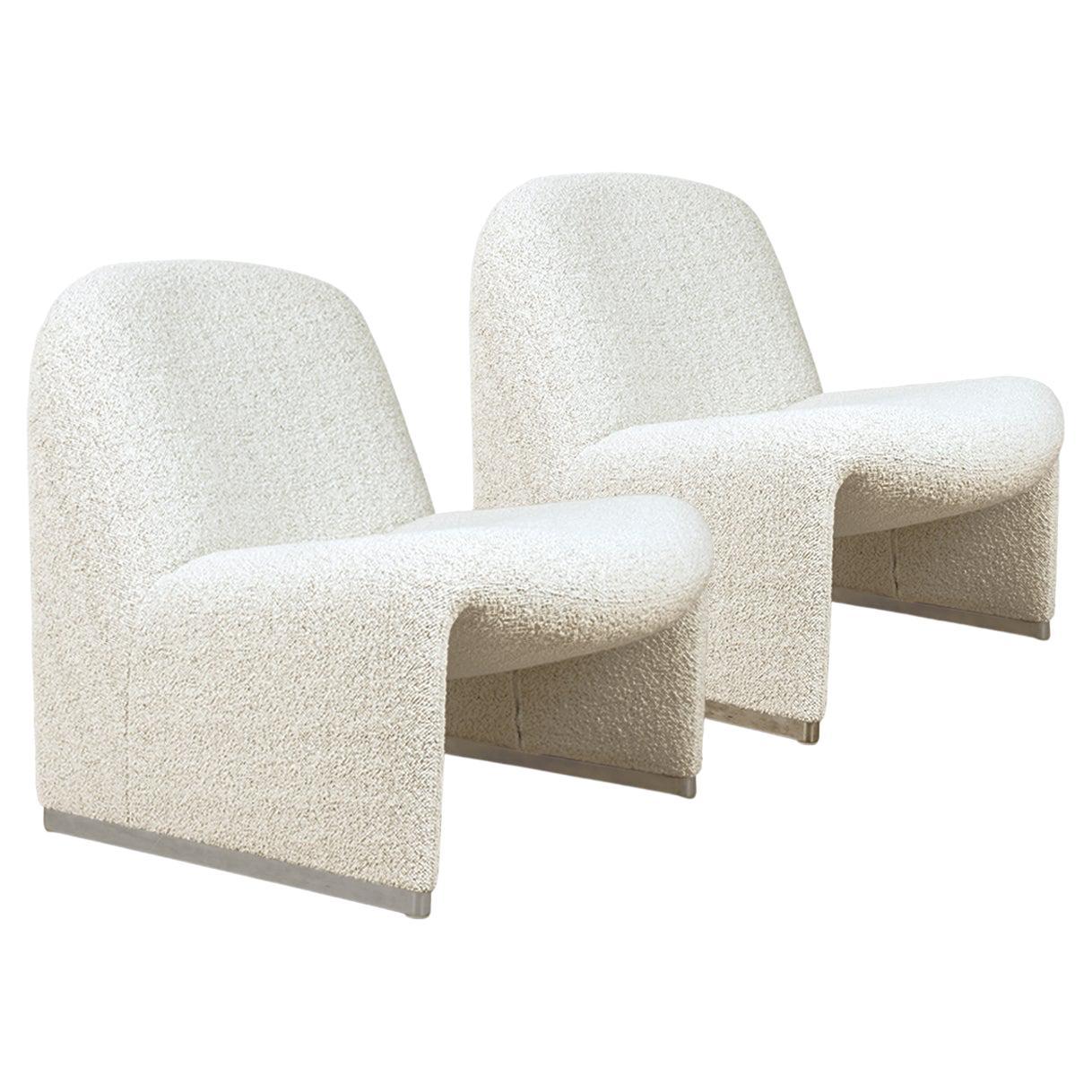 Alky Piretti Chairs, New Upholstered with High-end Fabric by Dedar, Italy