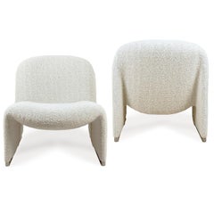 Alky Piretti Chairs, New Upholstered with High-end Fabric by Dedar, Italy